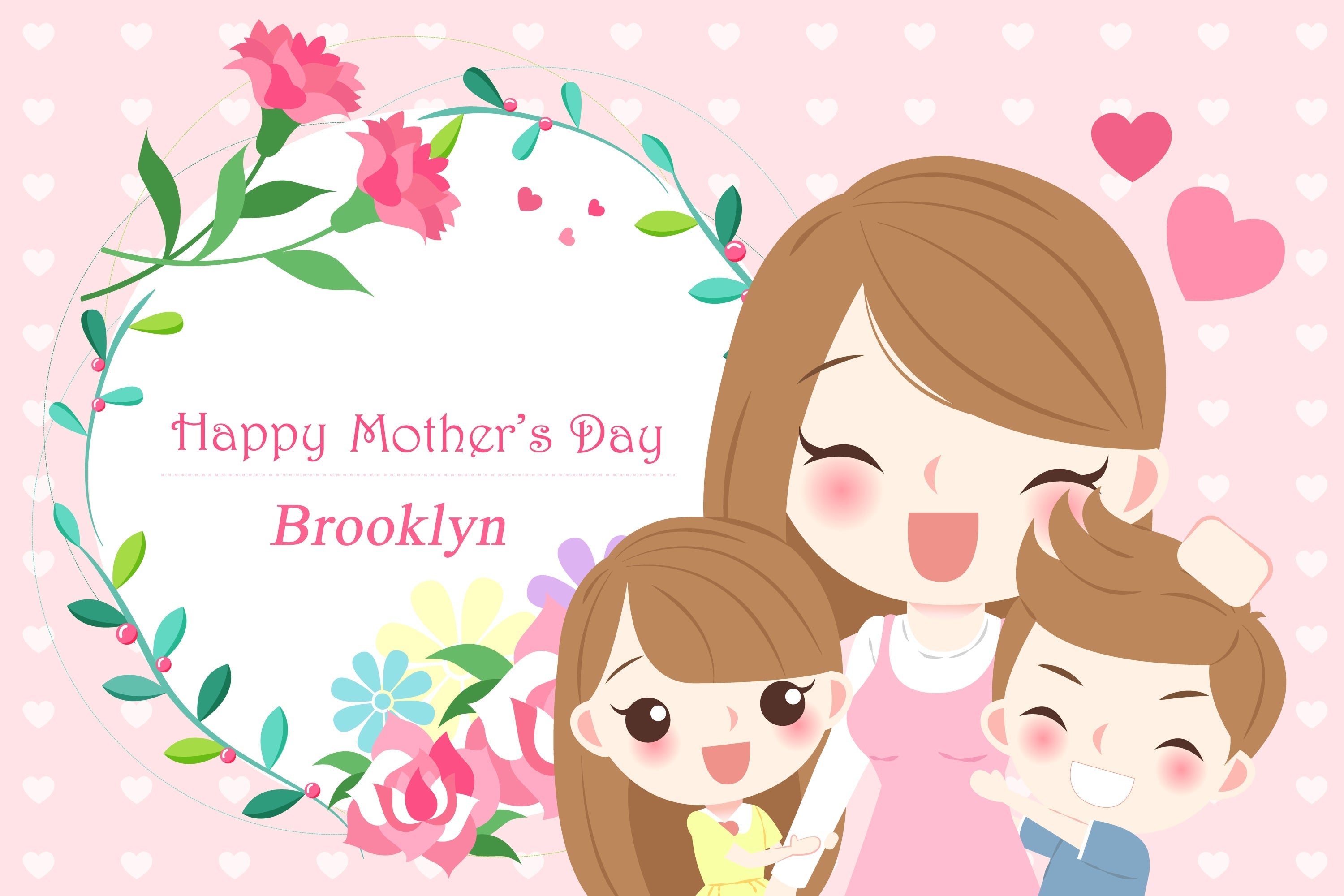 Toile de fond Joyeux Fête des Mères Personnalisable Célébration Dessin Animé CJJ3-173