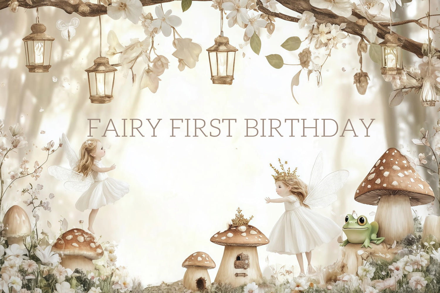 Toile de fond Anniversaire Personnalisable Forêt Enchantée Fée 1er CJJ3-206