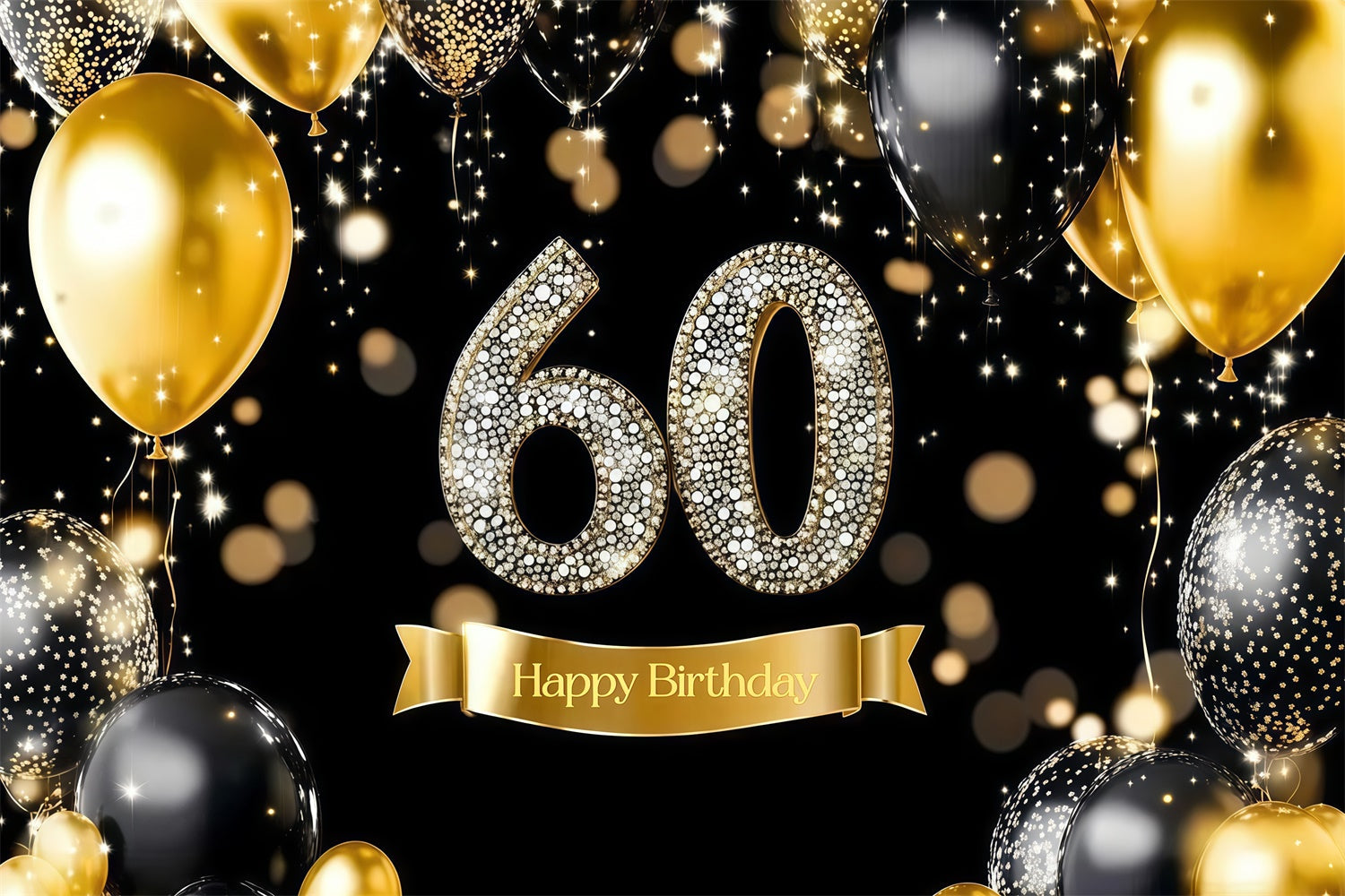 Toile de fond Photo Anniversaire Personnalisable Ballon Diamant Brillant 60ème CJJ3-213