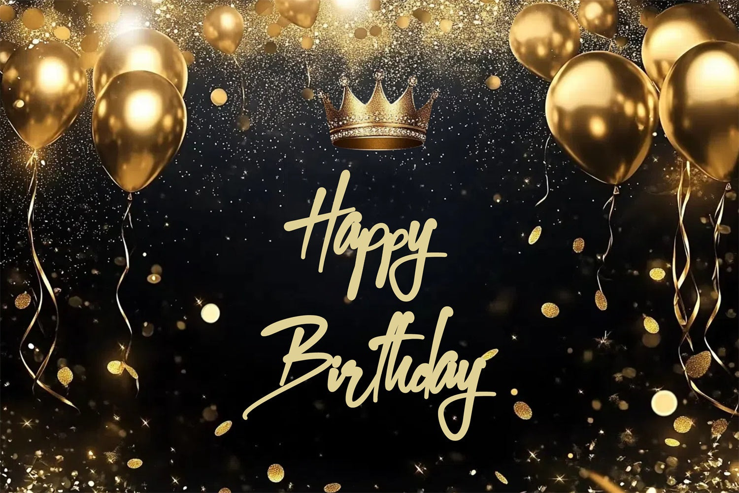Toile de fond Anniversaire Personnalisé Confettis Pailletés Couronne CJJ3-217