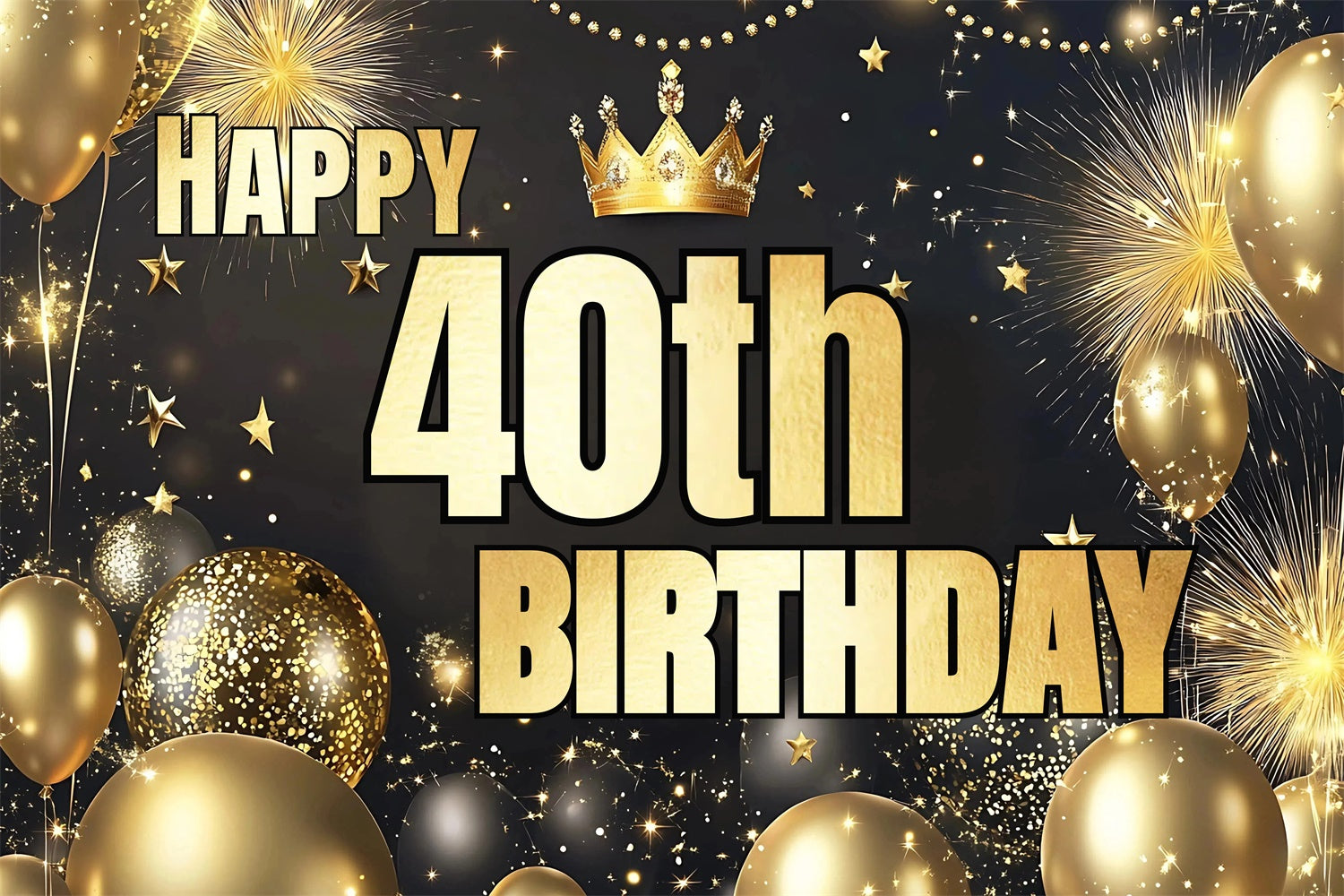 Toile de fond Anniversaire Personnalisé Ballons Élégants Feux d’Artifice 40ème CJJ3-220