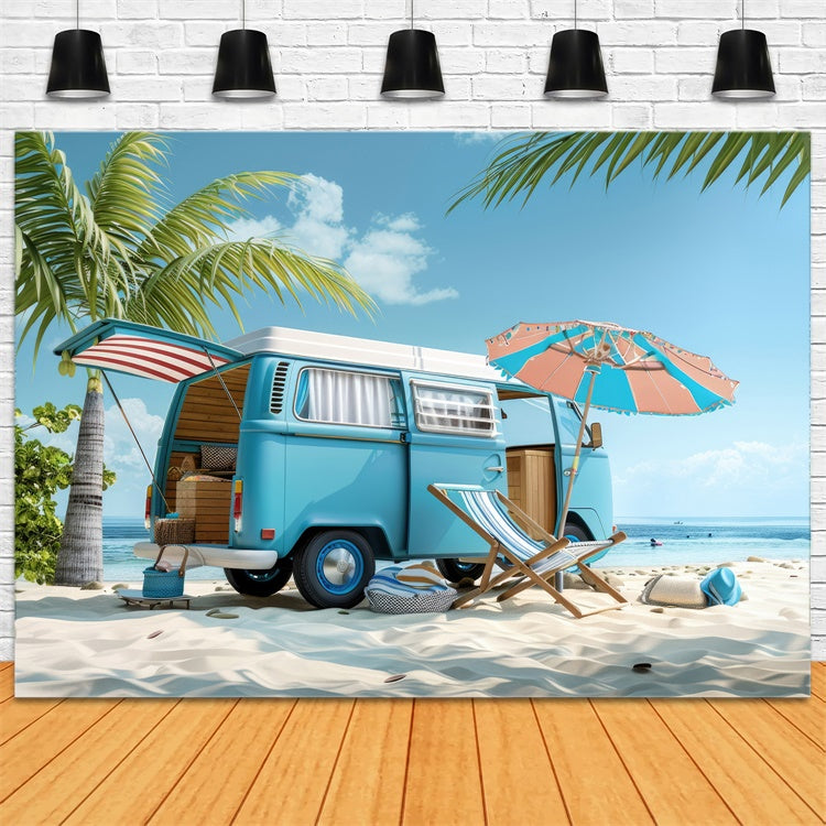 Toile de fond de Plage Été Photographie Voyage Route Voiture CJJ3-227