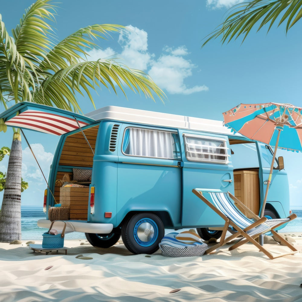 Toile de fond de Plage Été Photographie Voyage Route Voiture CJJ3-227