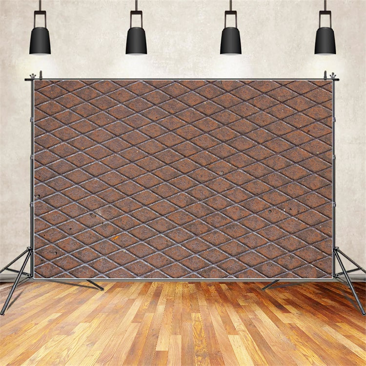 Toile de fond Mur Brique Grille Brune Texturée CJJ3-23