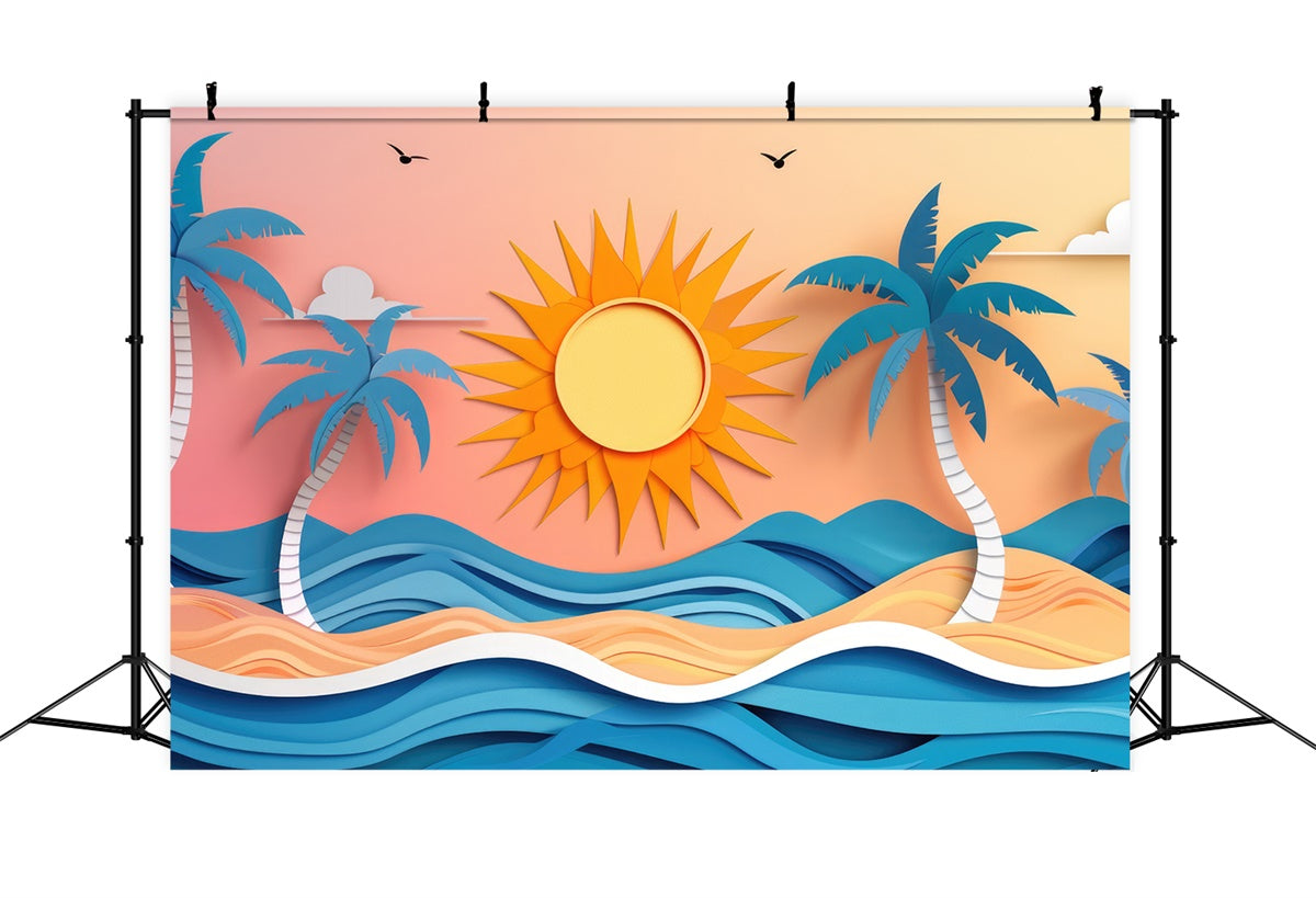 Toile de fond de Plage Été Photographie Papier Coloré CJJ3-233