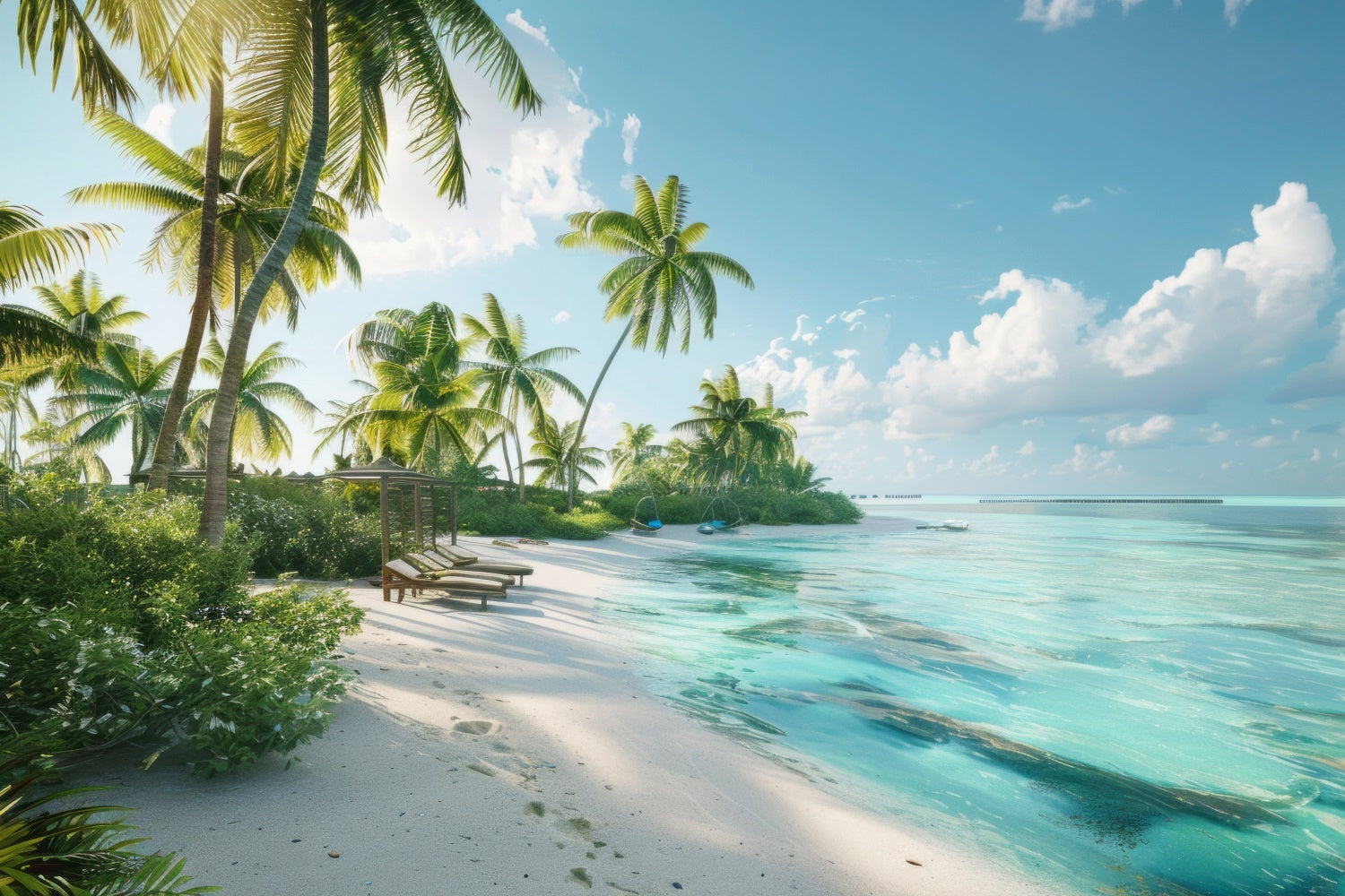 Toile de fond de Plage Été Photographie Station Balnéaire Paradis CJJ3-236