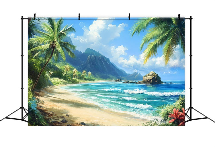 Toile de fond de Plage Été Photographie Côte Tropicale Ciel CJJ3-238