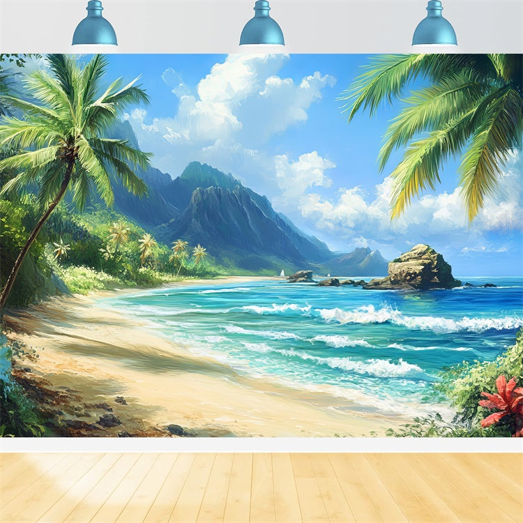 Toile de fond de Plage Été Photographie Côte Tropicale Ciel CJJ3-238