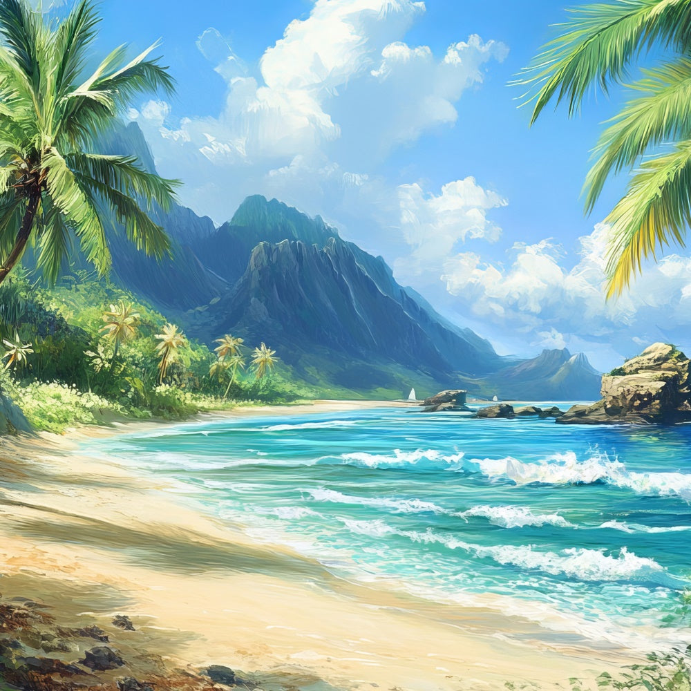 Toile de fond de Plage Été Photographie Côte Tropicale Ciel CJJ3-238