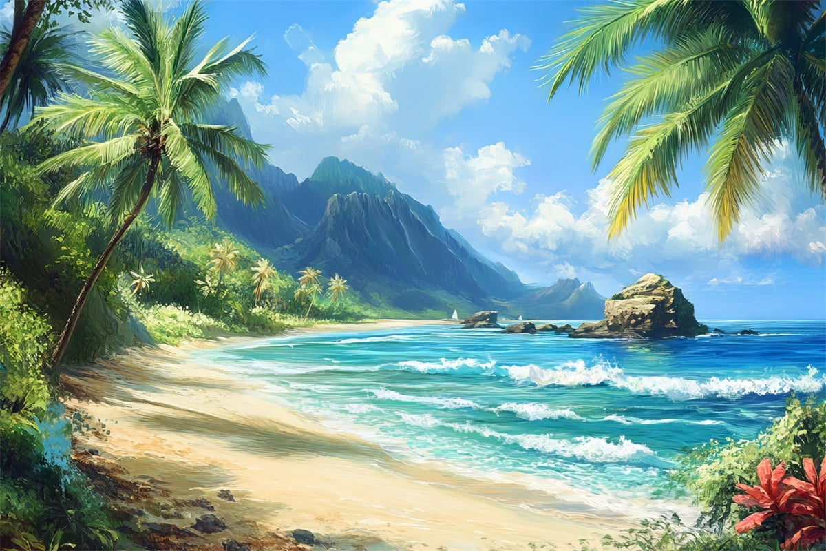 Toile de fond de Plage Été Photographie Côte Tropicale Ciel CJJ3-238