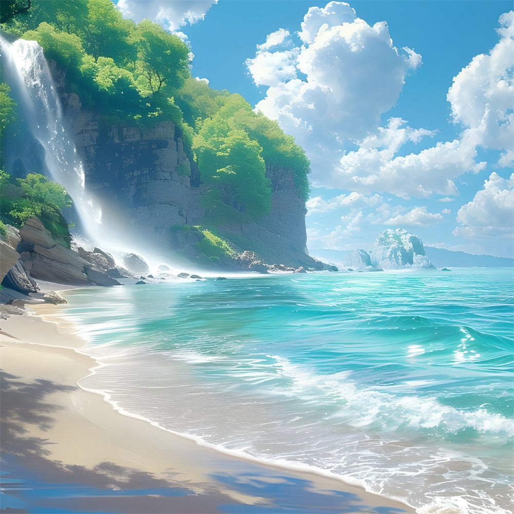 Toile de fond de Plage Été Photographie Cascade Océan CJJ3-240