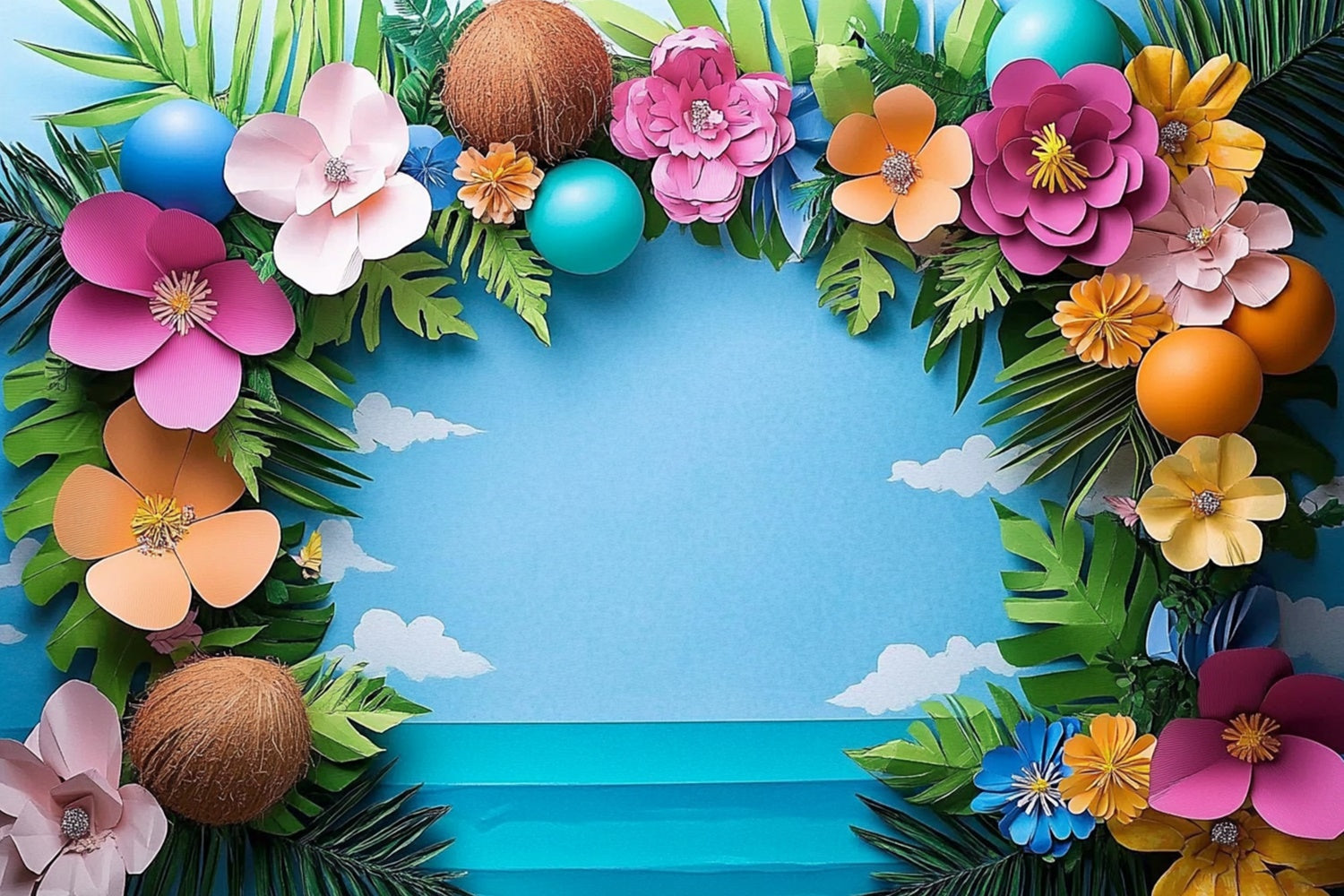 Toile de fond Été Cadre Floral Tropical CJJ3-245