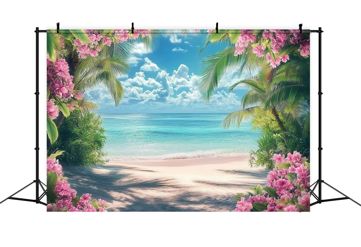 Toile de fond de Plage Été Fleur Rose Océan Rêve CJJ3-248