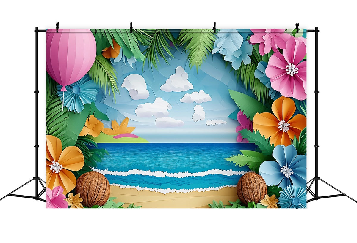 Toile de fond Été Fleurs de Plage Artisanales CJJ3-250