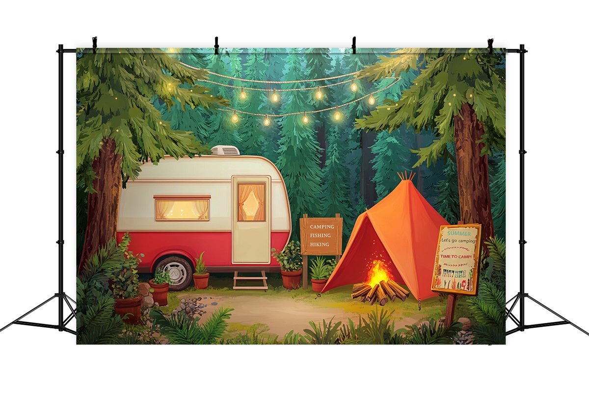 Toile de fond Été Pin Campement Tente CJJ3-251