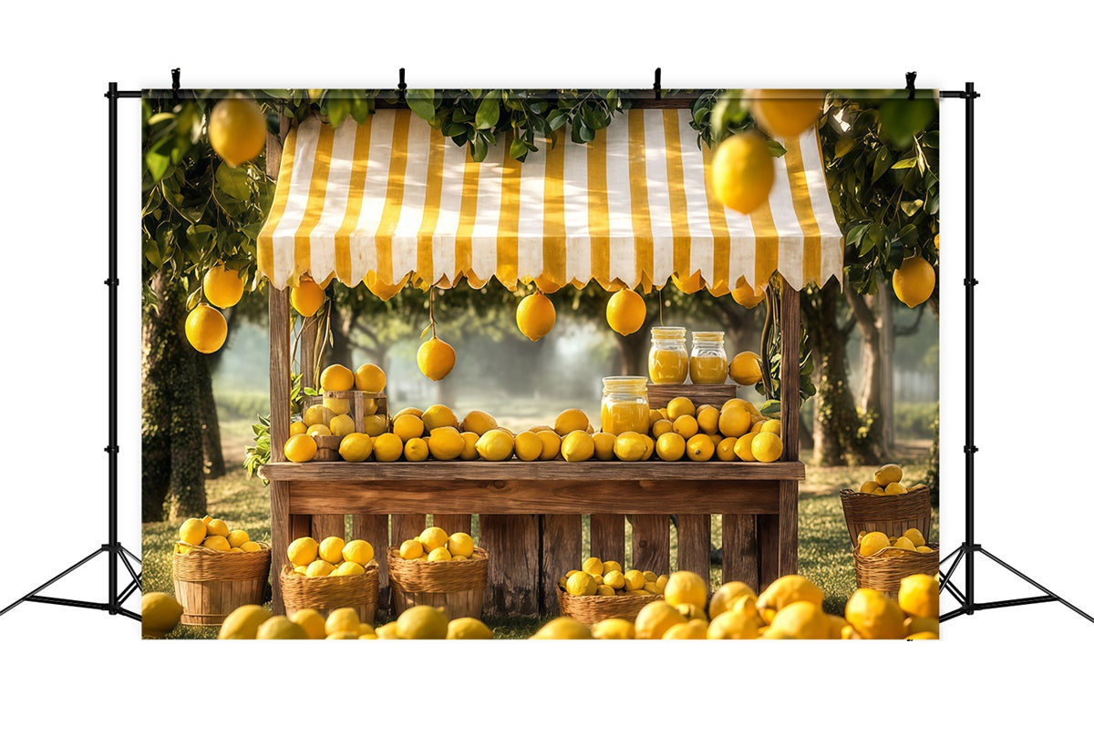 Toile de fond Été Citron Auvent Rayé Citrons CJJ3-254