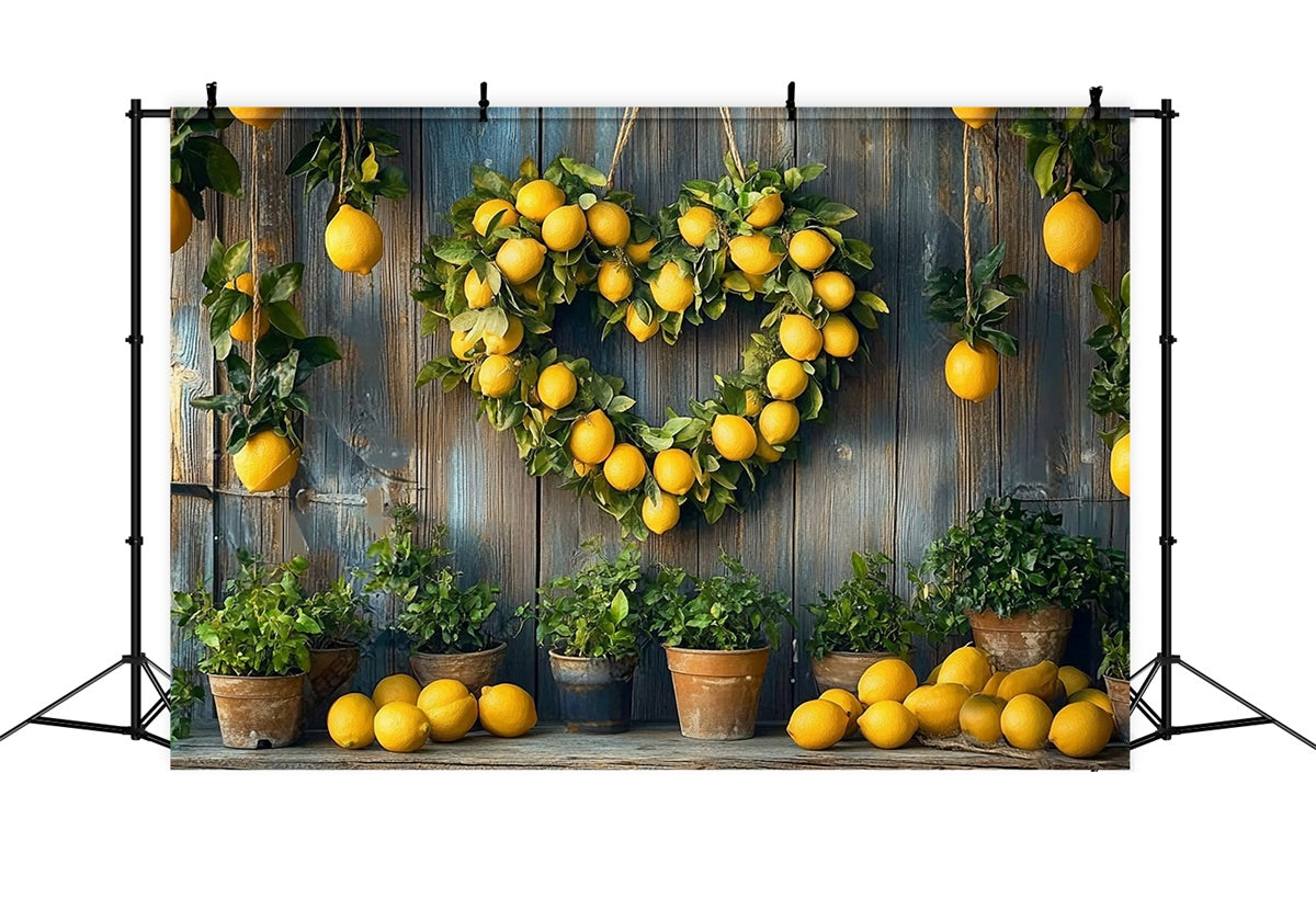 Toile de fond Été Citron Cœur Couronne Rustique CJJ3-255