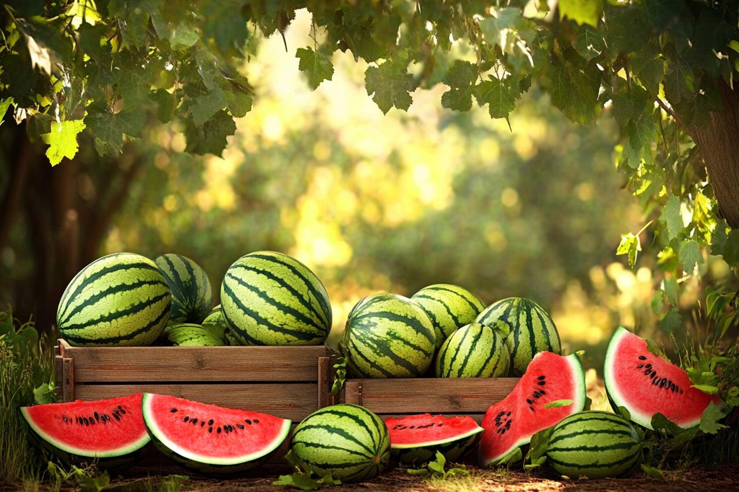 Toile de fond Été Pastèque Soleil Forêt Pastèque CJJ3-257