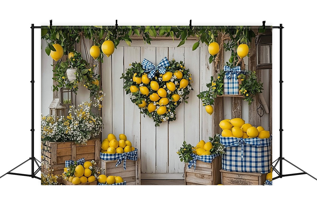 Toile de fond Été Citron Cœur Couronne Porte CJJ3-261