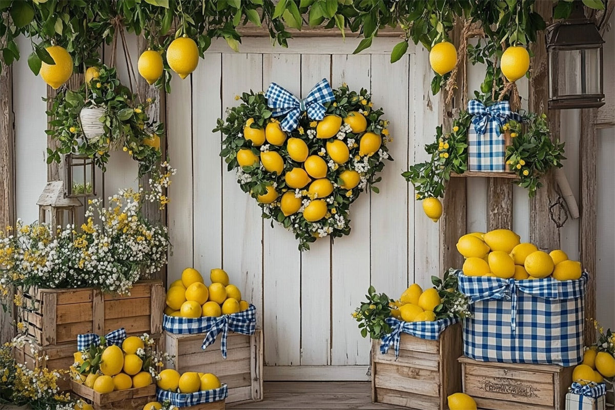 Toile de fond Été Citron Cœur Couronne Porte CJJ3-261