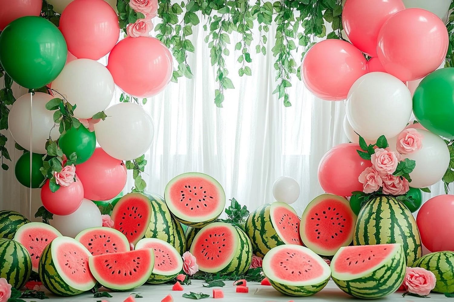 Toile de fond Été Pastèque Guirlande de Ballons CJJ3-262