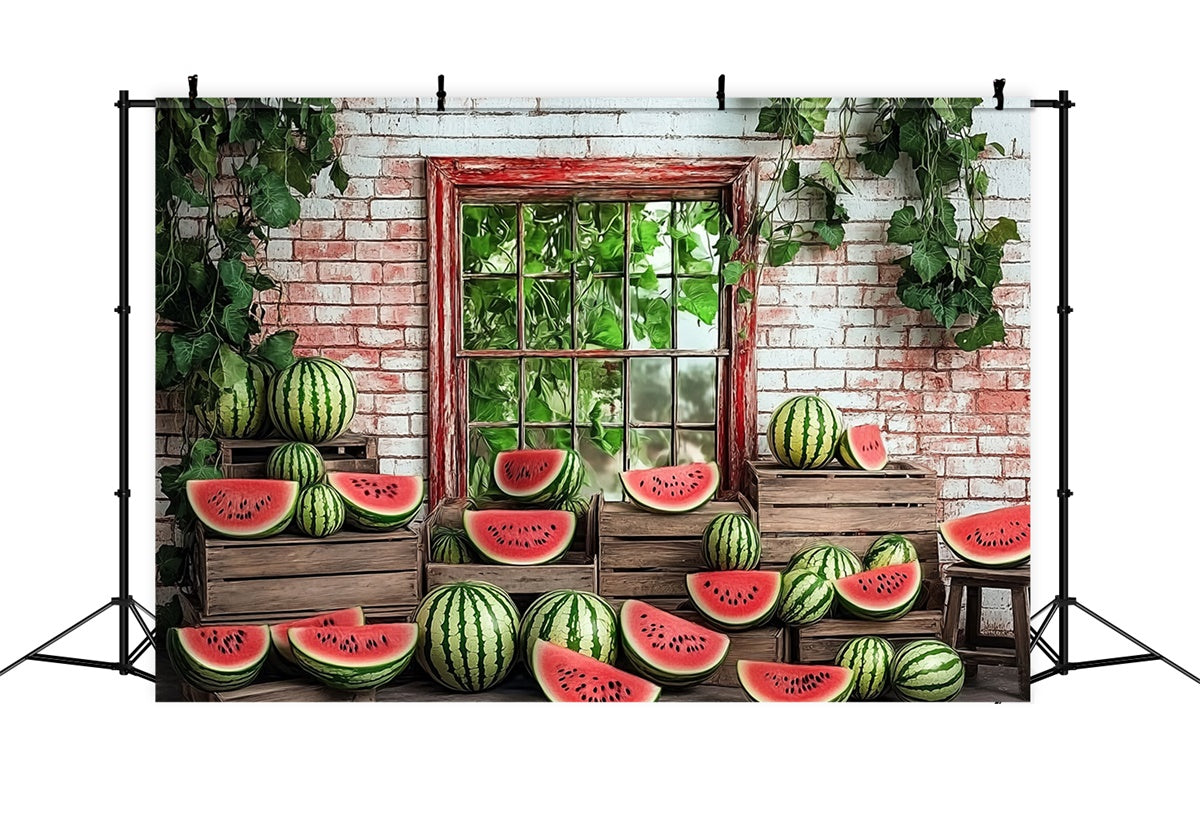 Toile de fond Été Pastèque Fenêtre de Jardin CJJ3-264