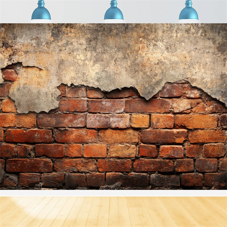 Toile de fond Photo Brique Plâtre Fissuré Rouge CJJ3-44