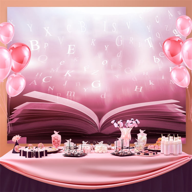 Toile de fond Journée Mondiale du Livre Lettres Flottantes et Livre CJJ3-54