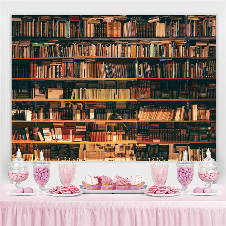 Toile de fond Journée Mondiale du Livre Bibliothèque Vintage CJJ3-55