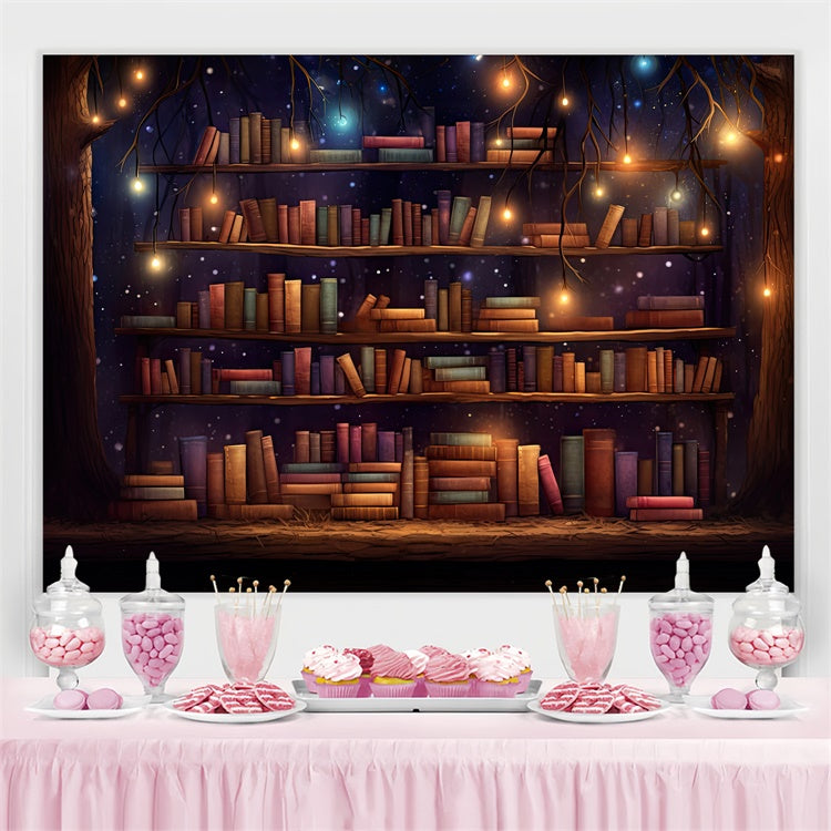 Toile de fond Journée Mondiale du Livre Bibliothèques Forêt Enchantée CJJ3-56