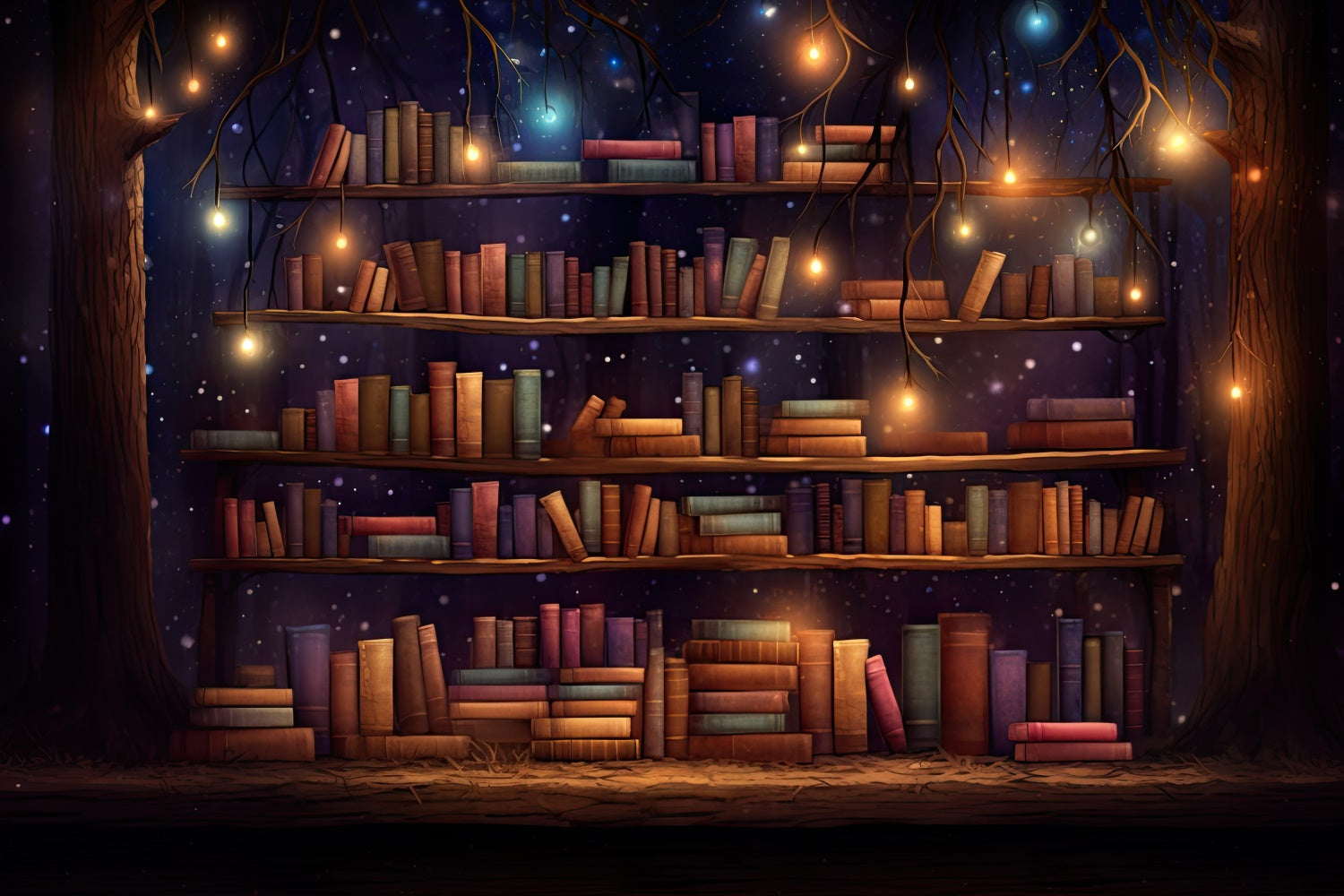 Toile de fond Journée Mondiale du Livre Bibliothèques Forêt Enchantée CJJ3-56