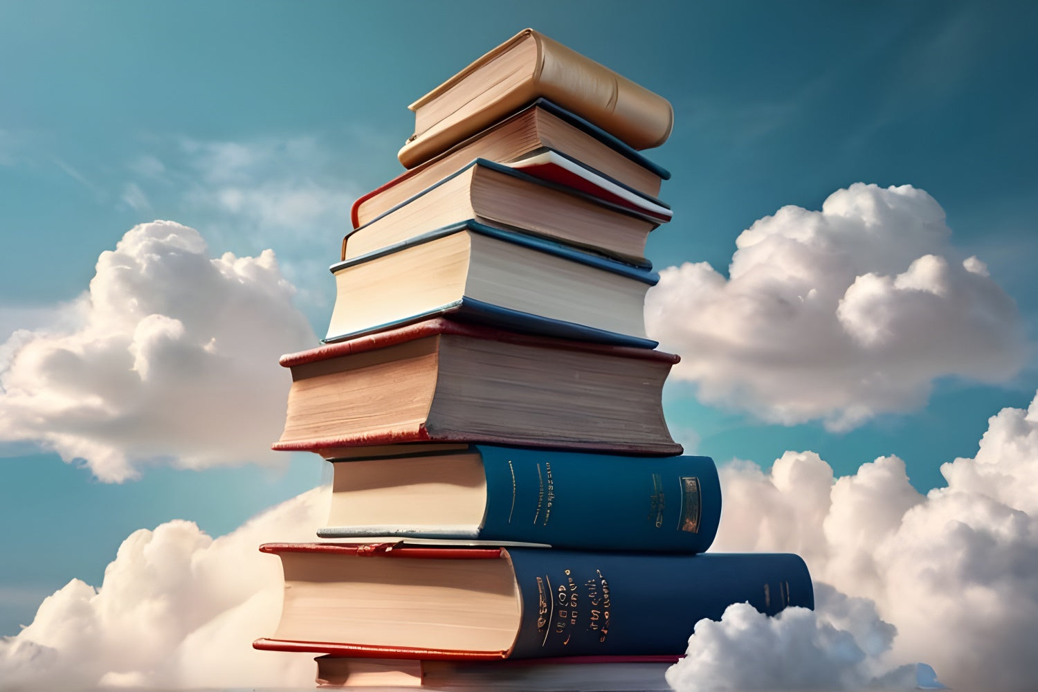 Toile de fond Journée Mondiale du Livre Ciel Bleu Rêveur et Livres CJJ3-59