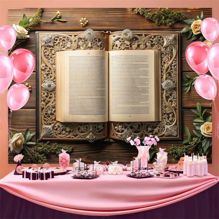 Toile de fond Journée Mondiale du Livre Livre Orné de Fleurs CJJ3-62