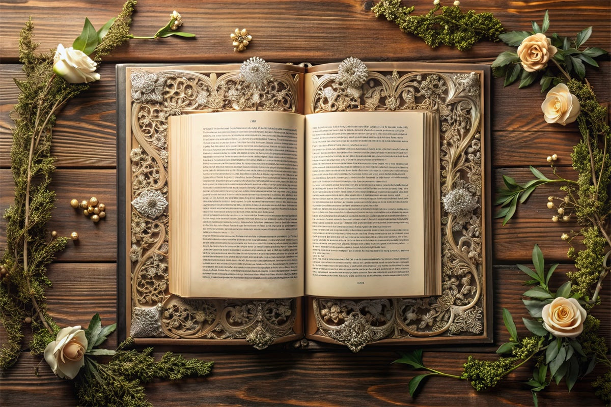 Toile de fond Journée Mondiale du Livre Livre Orné de Fleurs CJJ3-62