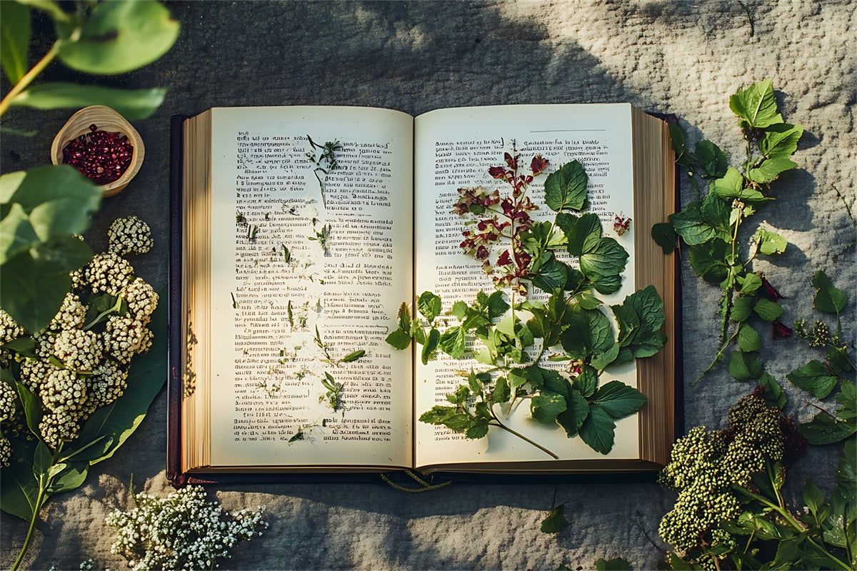 Toile de fond Journée Mondiale du Livre Livre Ouvert Botanique Nature CJJ3-63