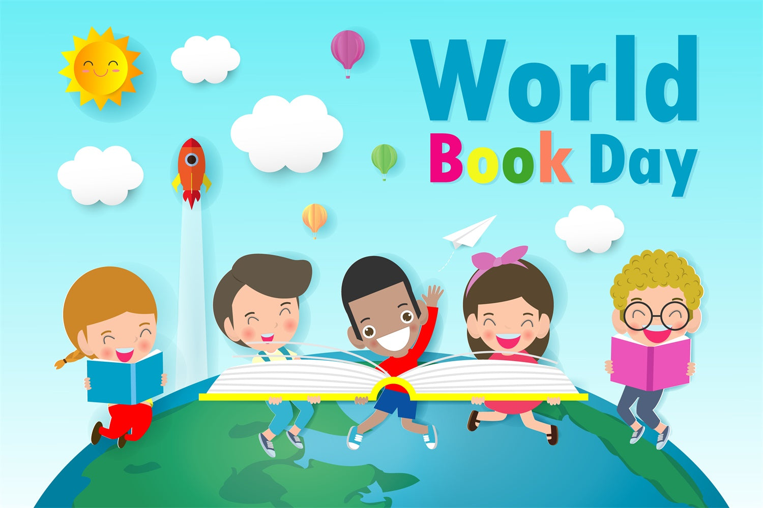 Toile de fond Journée Mondiale du Livre Apprentissage Enfant Dessin Animé CJJ3-64