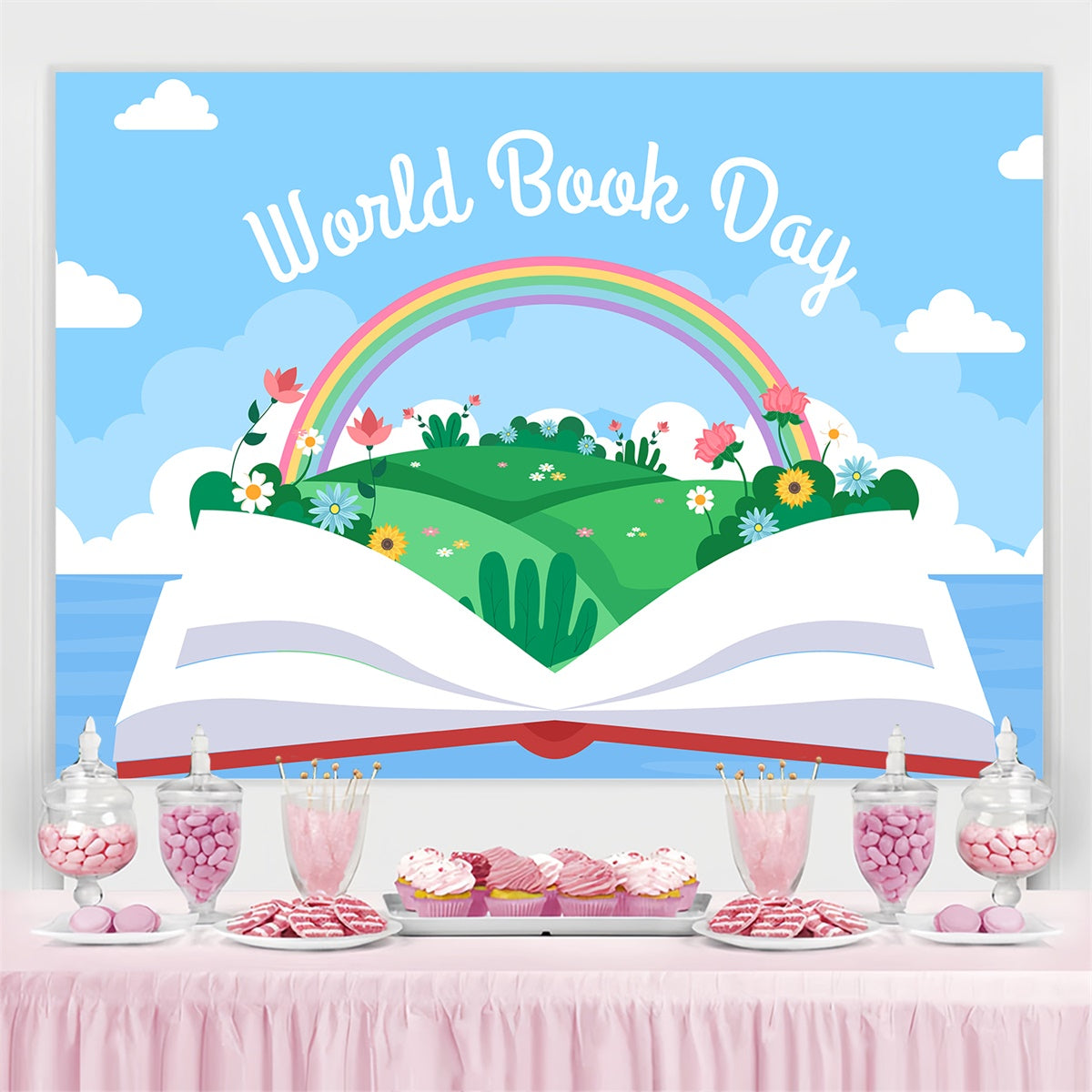 Toile de fond Journée Mondiale du Livre Livre Arc-en-Ciel Coloré CJJ3-69