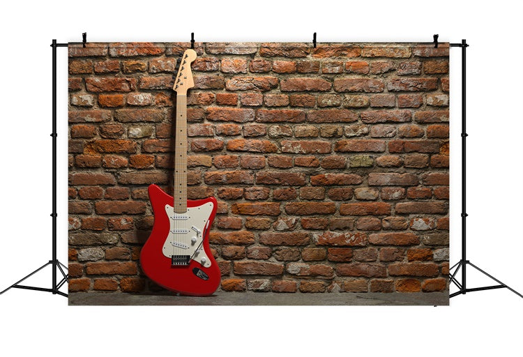 Toile de fond Mur Brique Guitare Rouge Électrique CJJ3-8