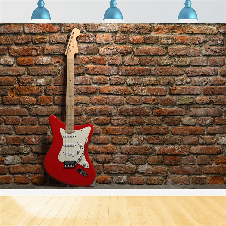 Toile de fond Mur Brique Guitare Rouge Électrique CJJ3-8