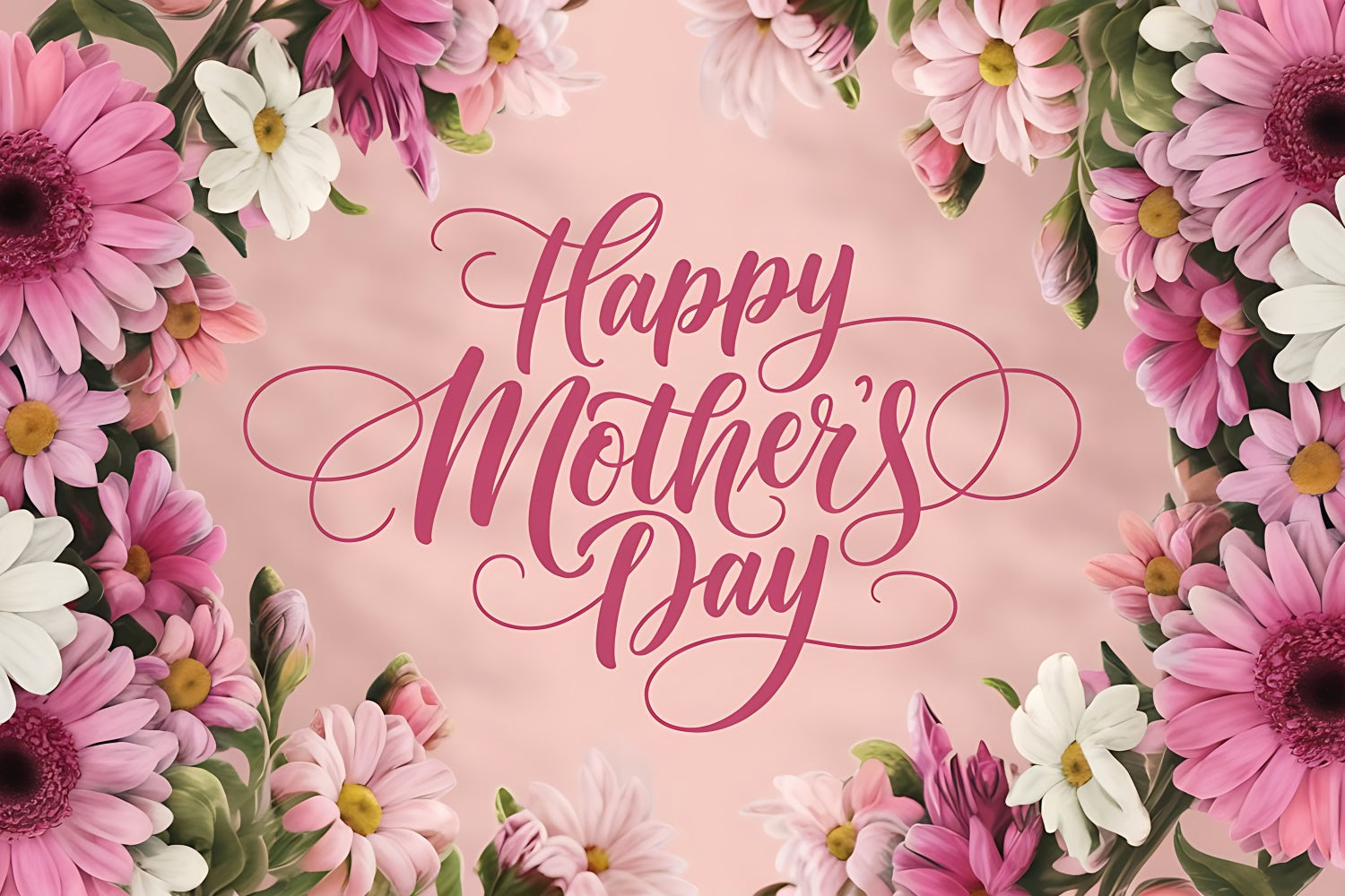 Toile de fond Fête des Mères Personnalisable Marguerite Rose Fleurie CJJ3-84