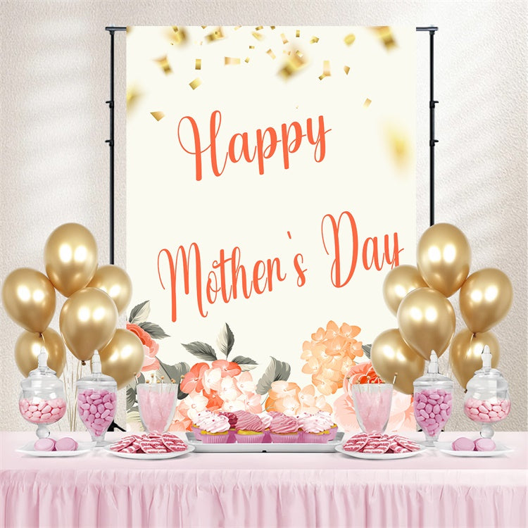 Toile de fond Fête des Mères Personnalisable Confettis Dorés Fleur CJJ3-86