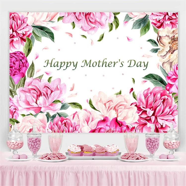 Toile de fond Fête des Mères Personnalisable Élégante Pivoine Rose Poudré CJJ3-95