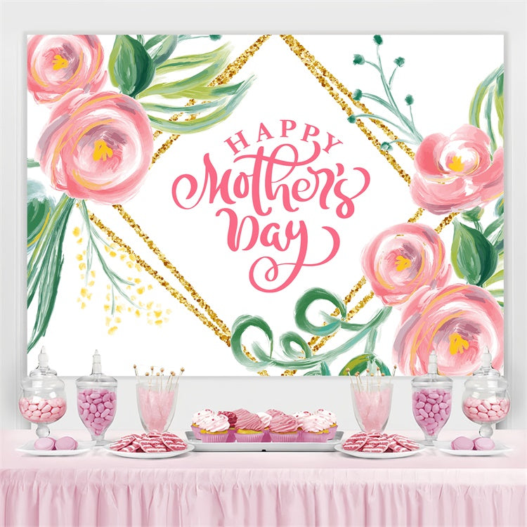 Toile de fond Fête des Mères Personnalisable Gracieuse Aquarelle Rose CJJ3-98