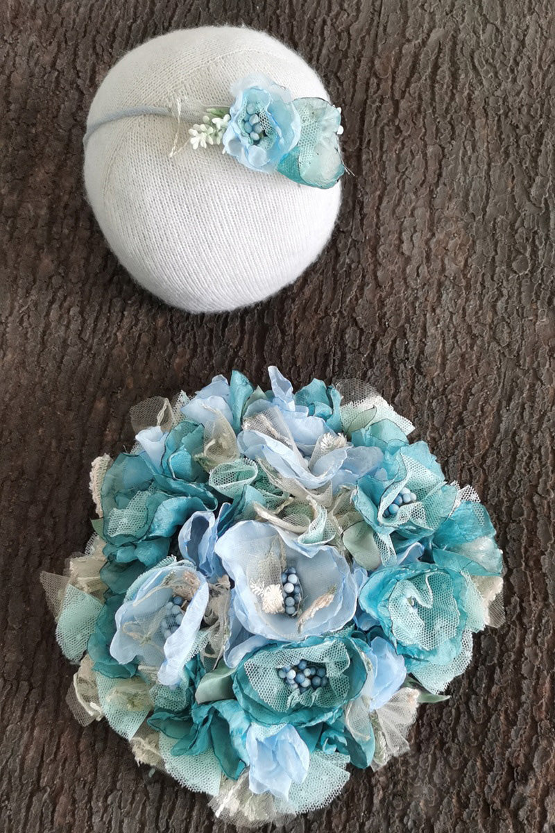 Accessoires de photographie pour nouveau-né Robe à pompon fleurie pour bébé fille (avec coiffe assortie) CL3