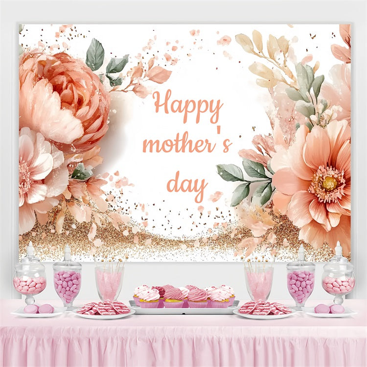 Toile de fond Fête des Mères Personnalisable Éclat Floral Pêche CSH-132