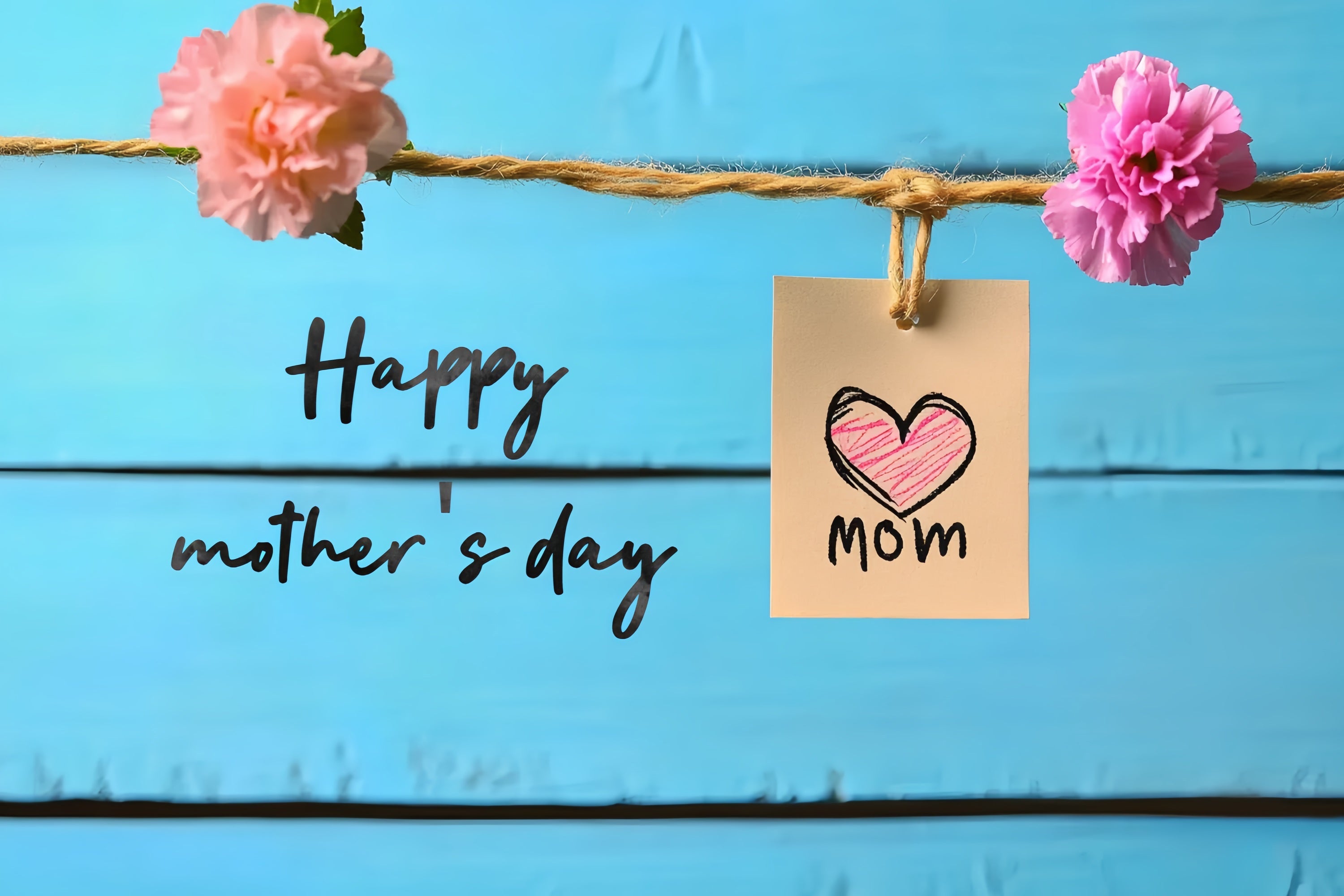 Toile de fond Fête des Mères Personnalisable Bois Bleu et Fleurs CSH-143