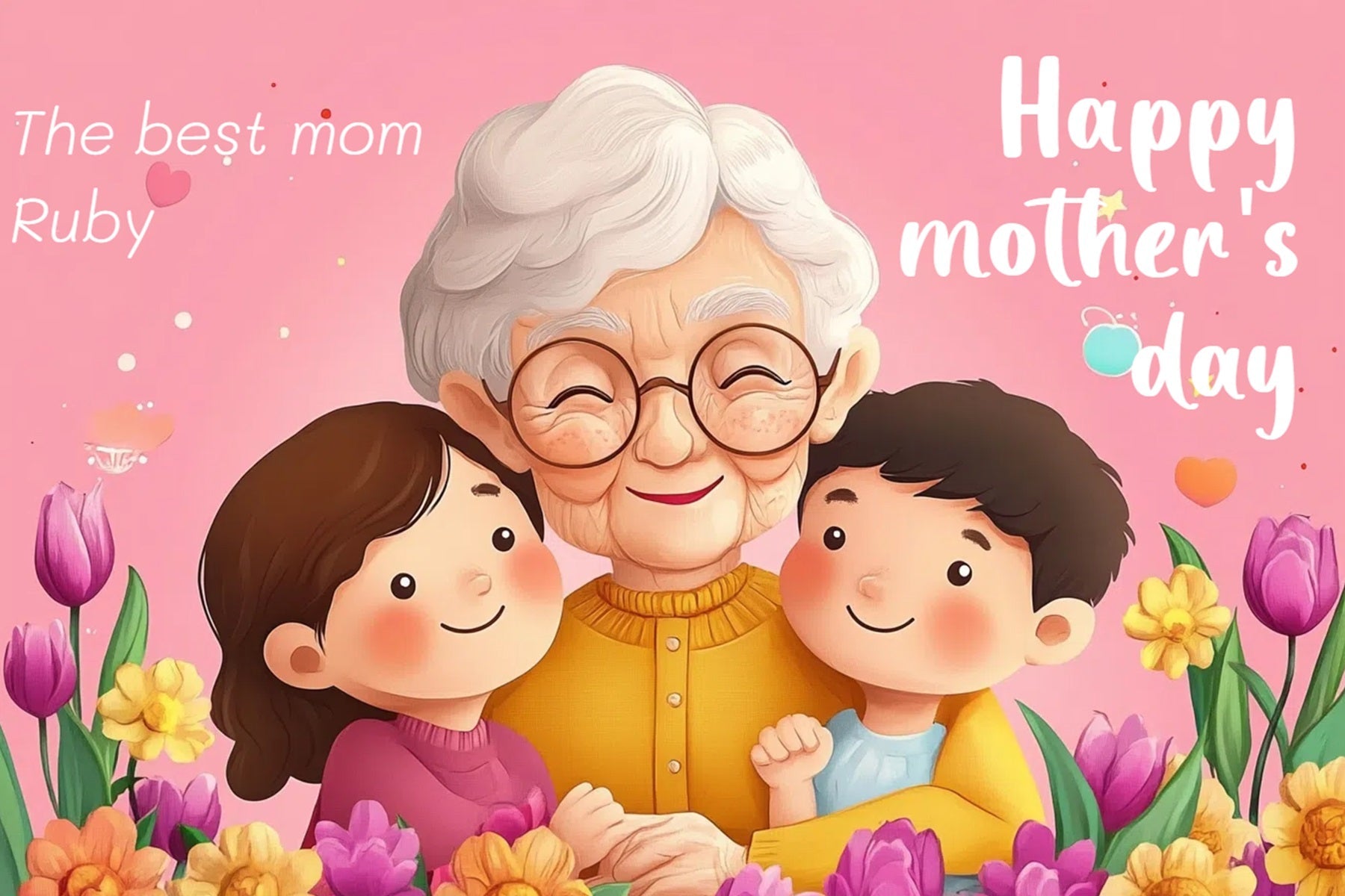 Toile de fond Fête des Mères Personnalisable Chaleureuse Étreinte Familiale CSH-146