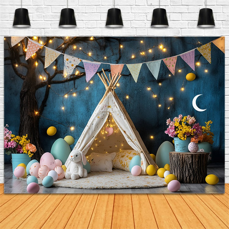 Toile de Fond Déco Pâques Tente Enchantée Lumières Pâques CSH2-103