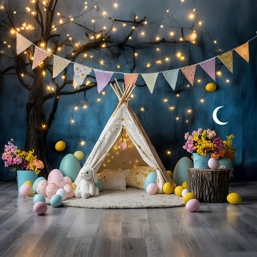 Toile de Fond Déco Pâques Tente Enchantée Lumières Pâques CSH2-103