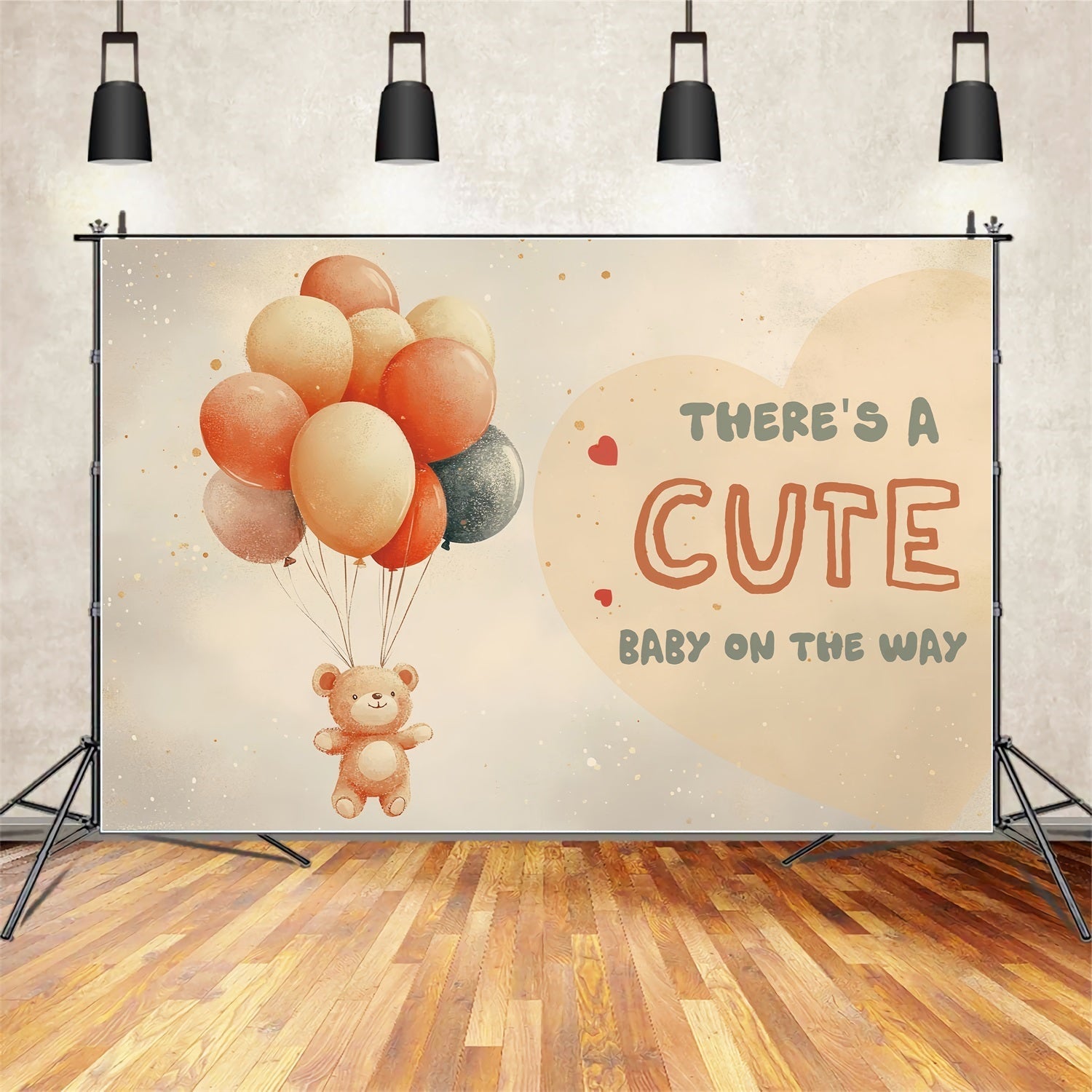 Toile de fond Baby Shower Ballons Ours Flottant CSH2-135